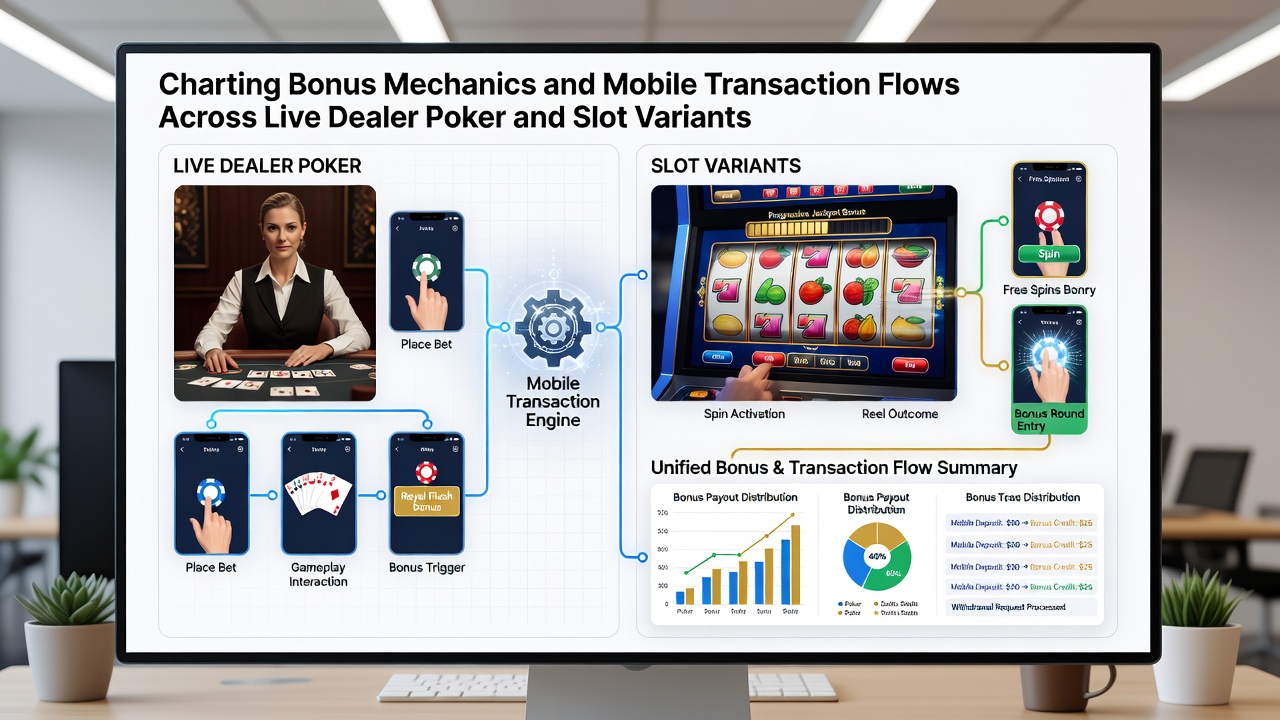 Mobile interface displaying transaction confirmation and bonus balance updates during live dealer sessions