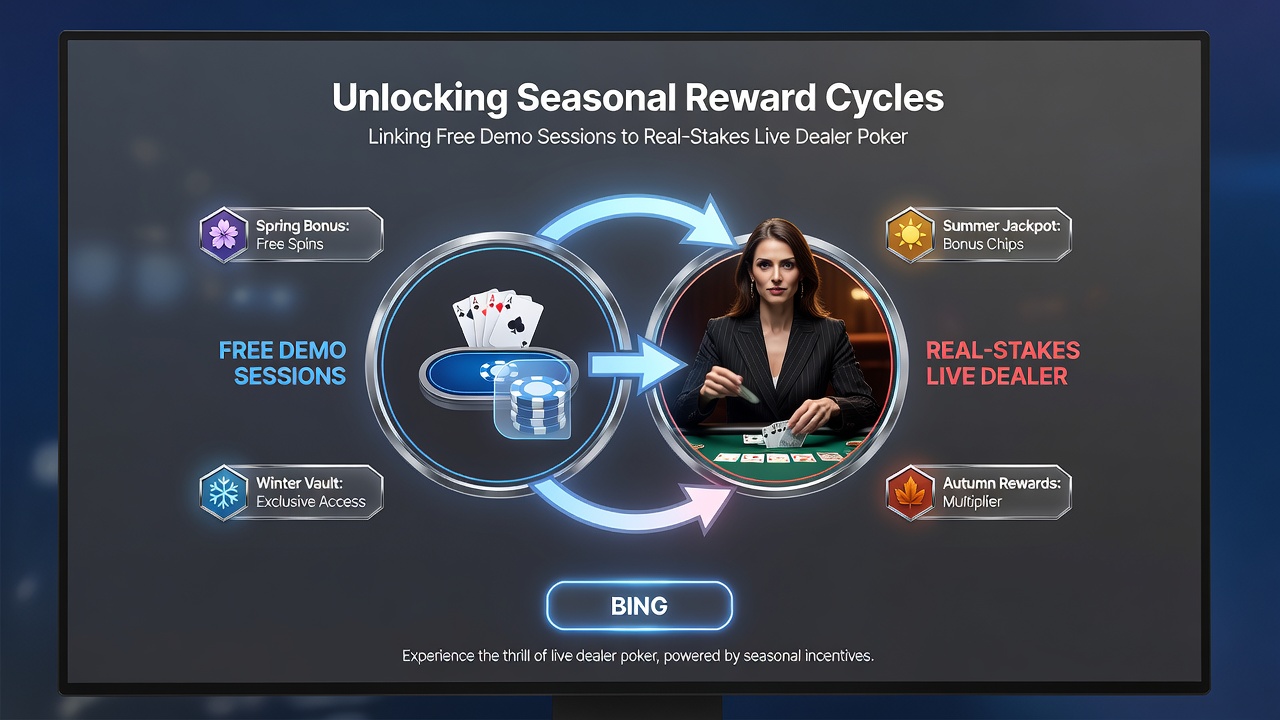 Live dealer roulette wheel and bingo interface on mobile device showing seasonal reward progression